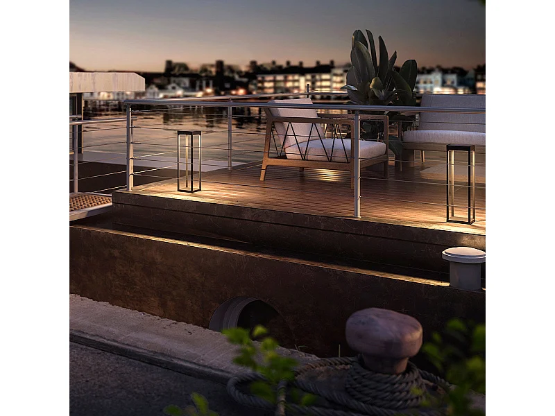 Borne solaire LED blanc chaud RADIA MAXI aluminium H50cm