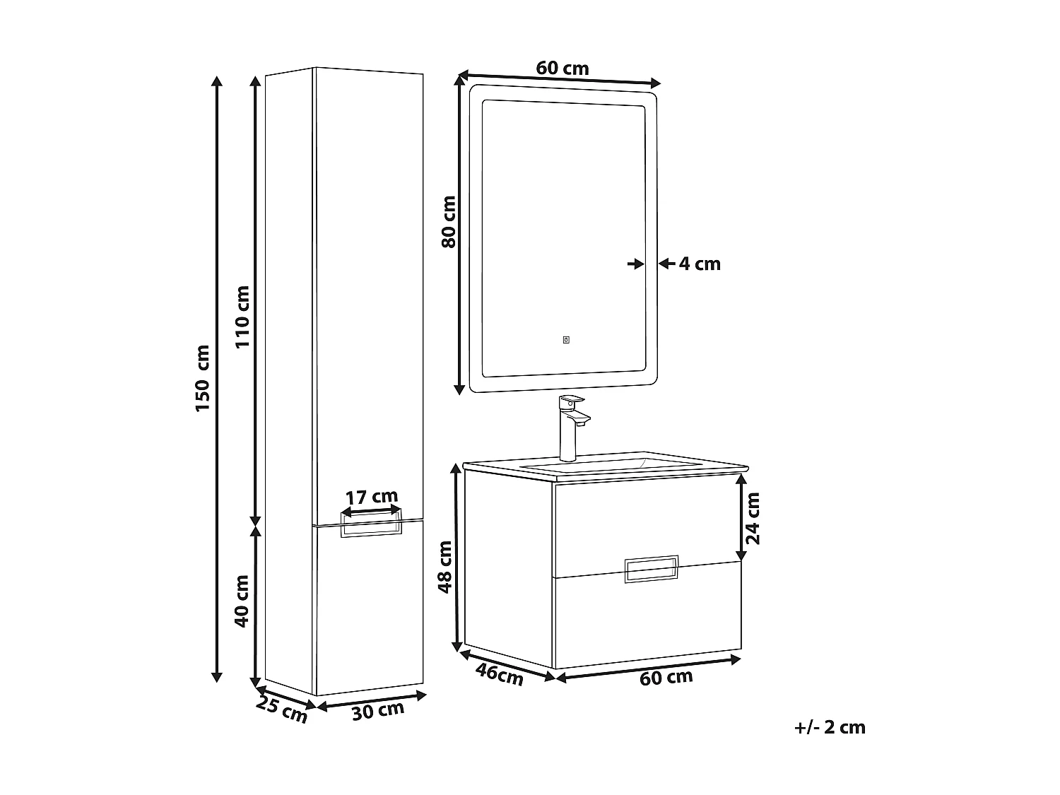 Zestaw mebli łazienkowych TUDELA Biały
