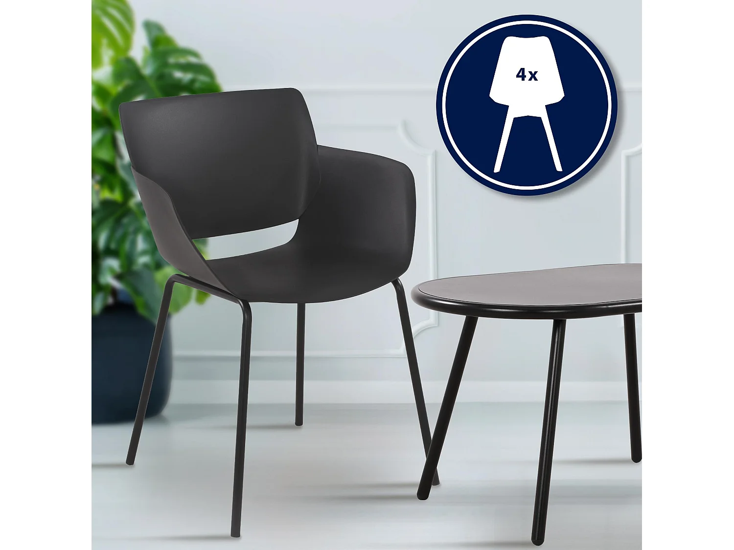 Ensemble de jardin - Table + 4 Chaises - Velvena