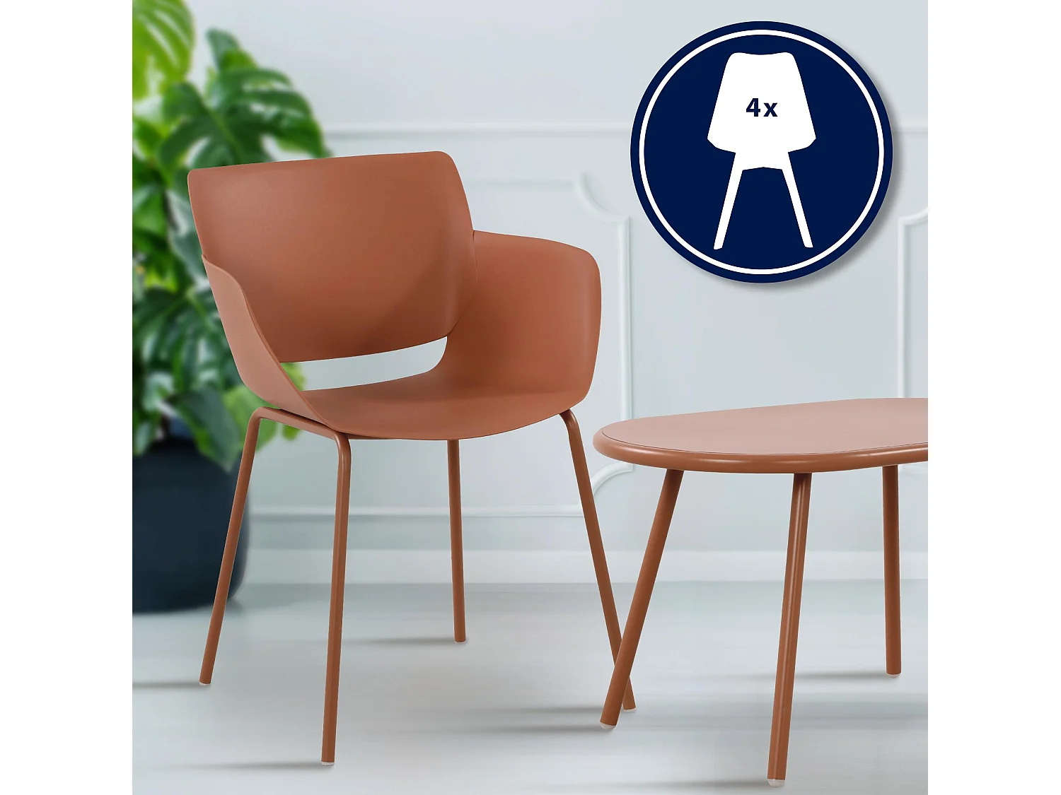 Ensemble de jardin - Table + 4 Chaises - Velvena