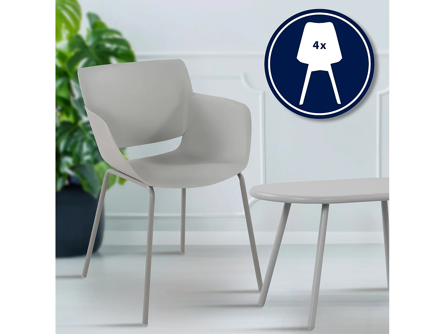 Ensemble de jardin - Table + 4 Chaises - Velvena