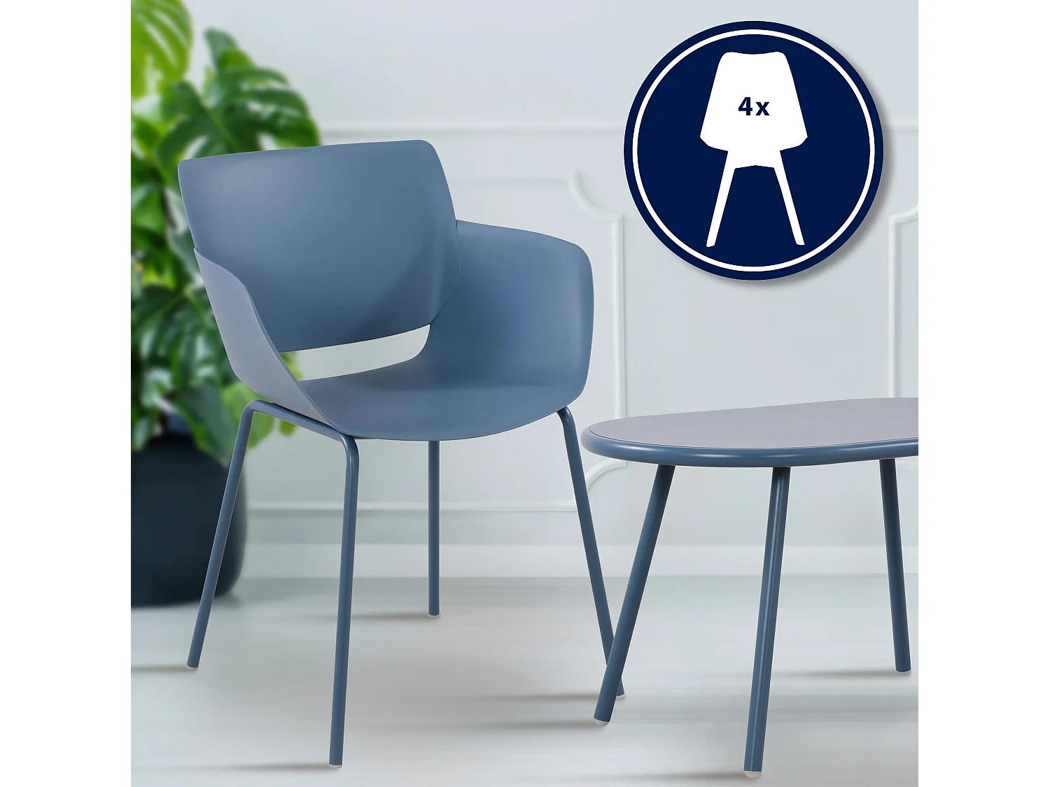 Ensemble de jardin - Table + 4 Chaises - Velvena