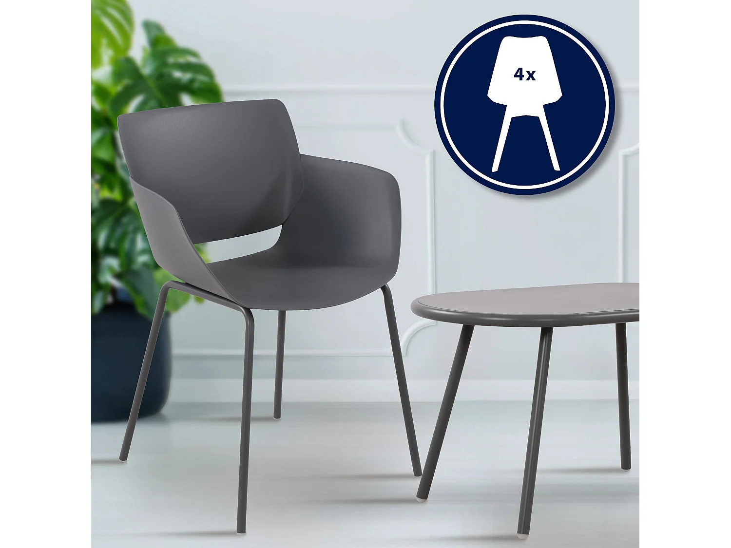 Ensemble de jardin - Table + 4 Chaises - Velvena