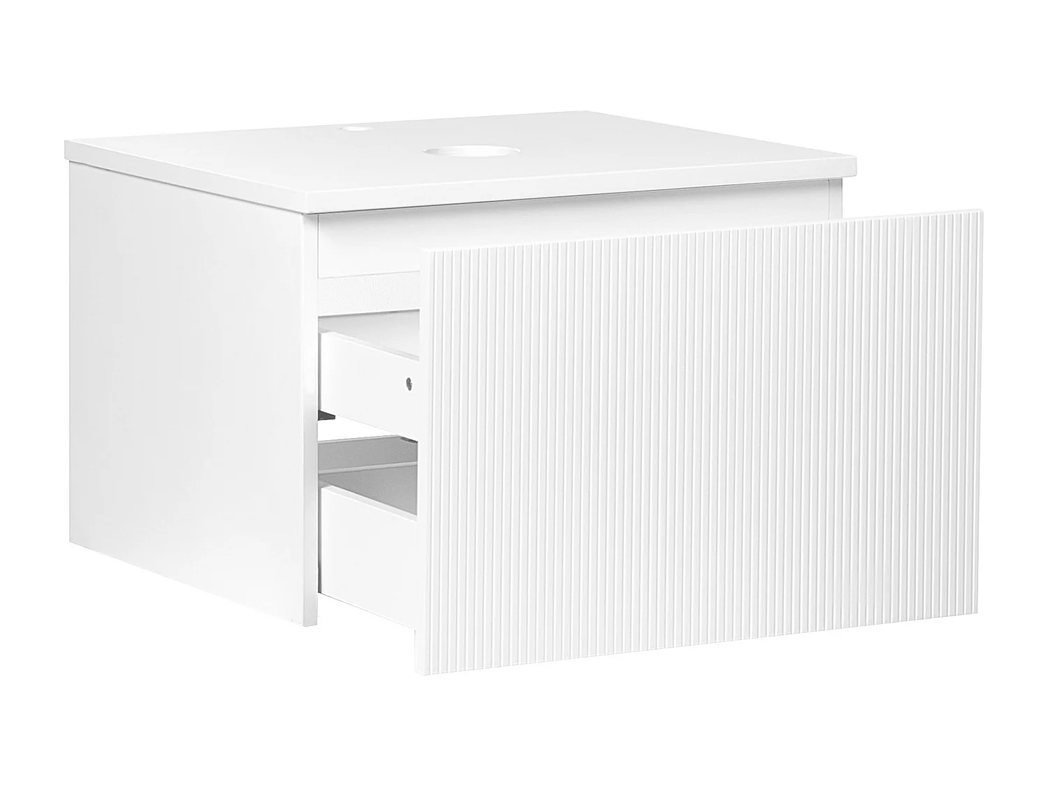 Waschbeckenunterschrank 60 x 52 cm weiß mit Schubladen Hängeschrank Bad Alzira