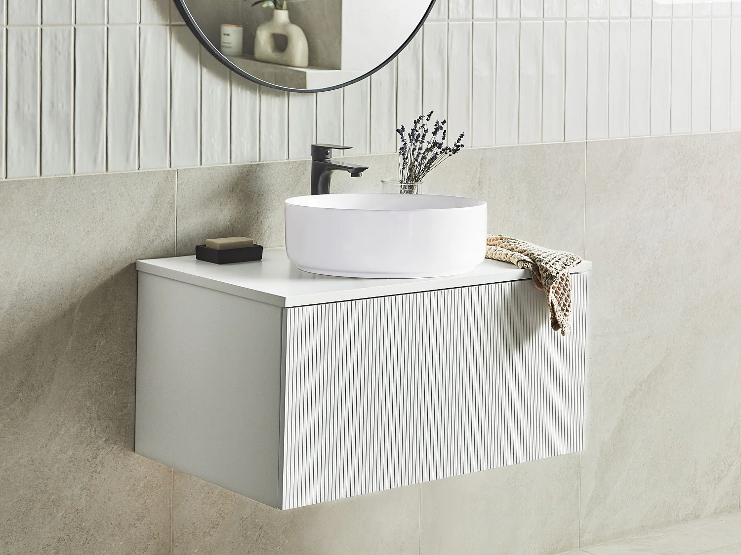 Meuble lavabo mural ALZIRA 80 cm Blanc