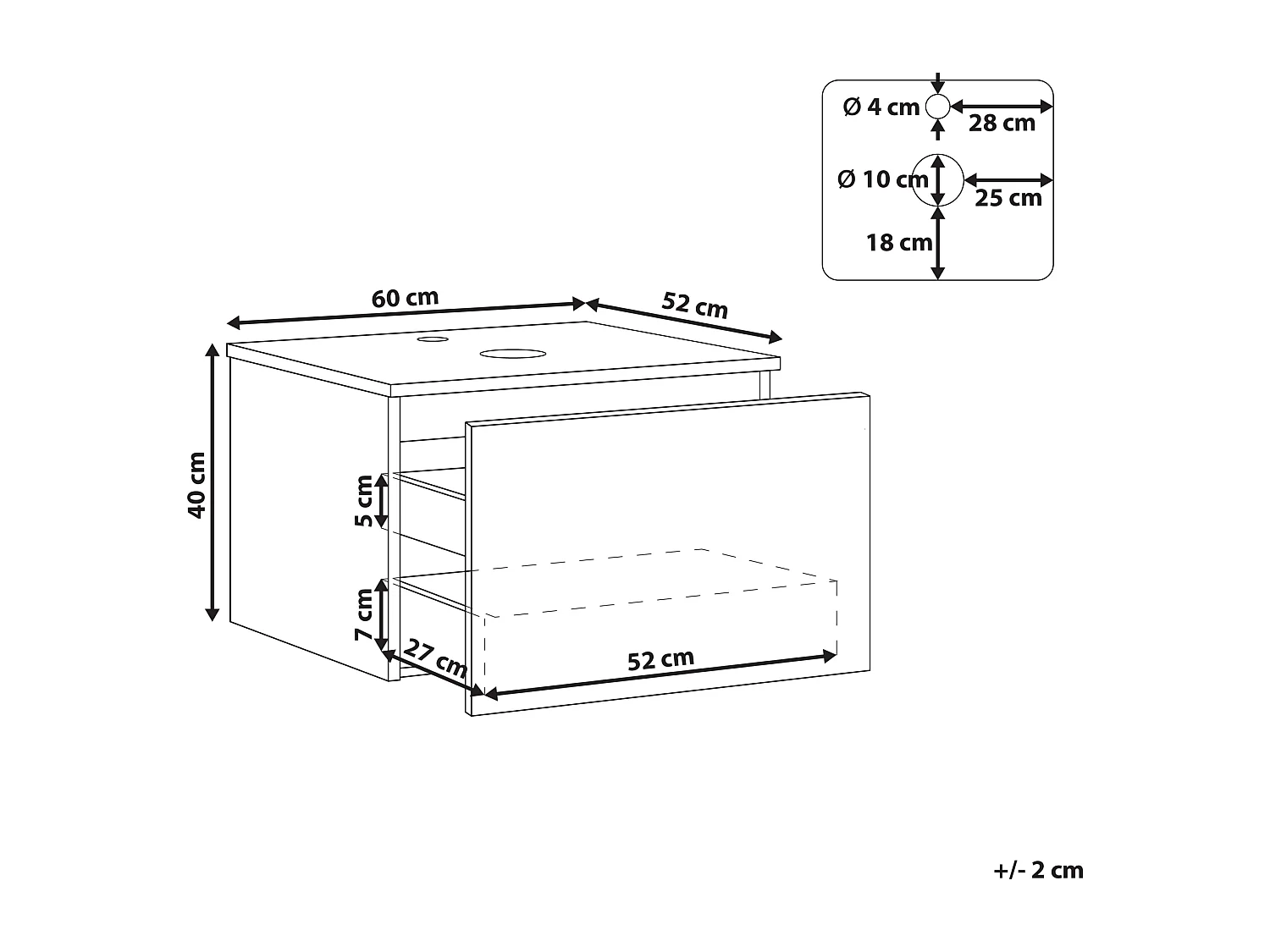 Meuble lavabo mural ALZIRA 60 cm Noir