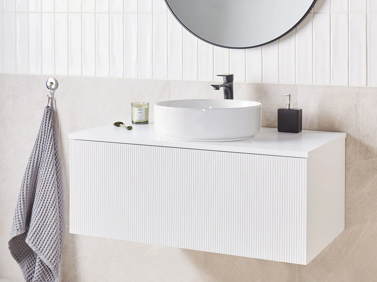 Meuble lavabo mural ALZIRA 100 cm Blanc