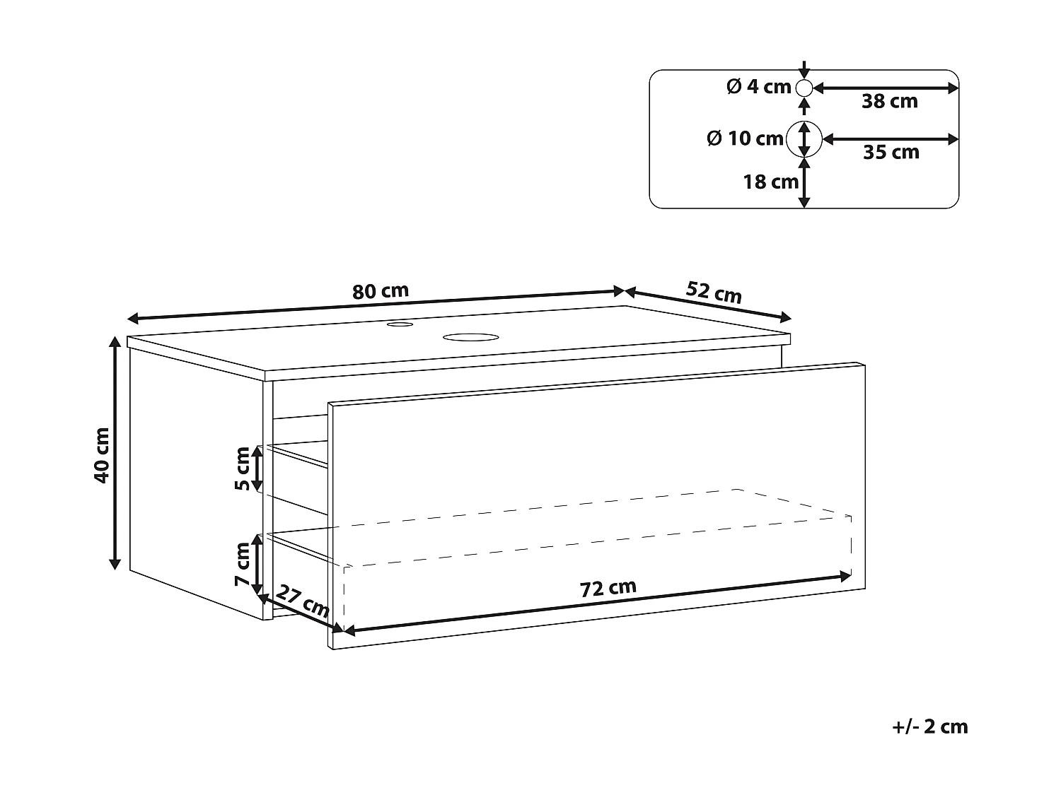 Meuble lavabo mural ALZIRA 80 cm Noir