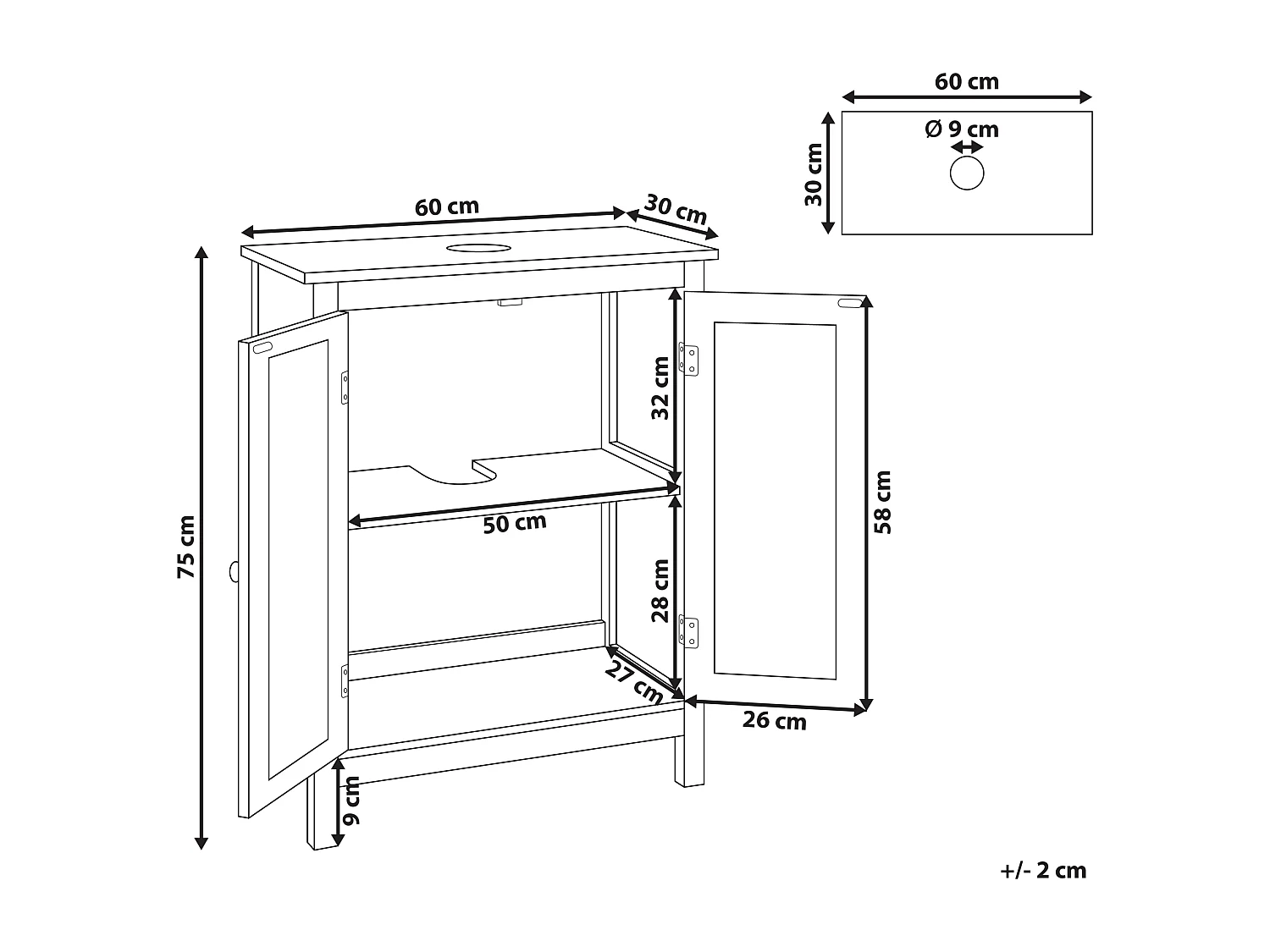 Meuble-lavabo ALAMOS 60 cm Blanc