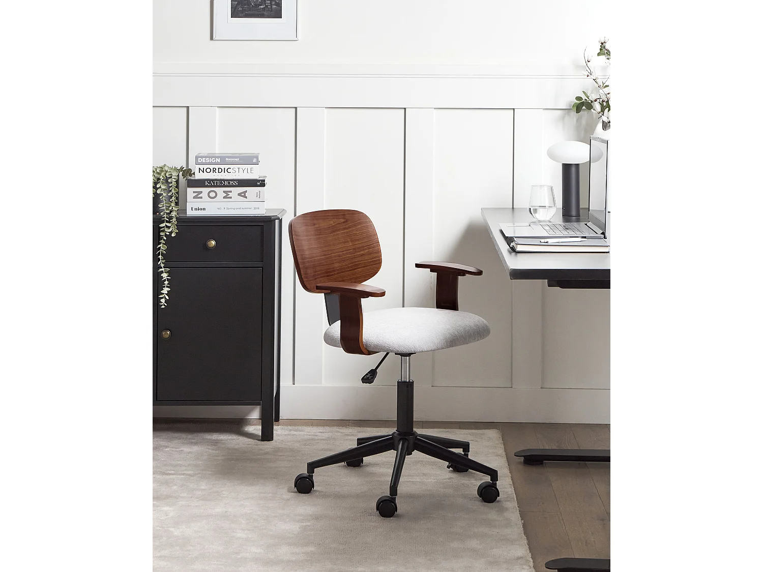 Chaise de bureau GUNNISON Lin synthétique Gris clair