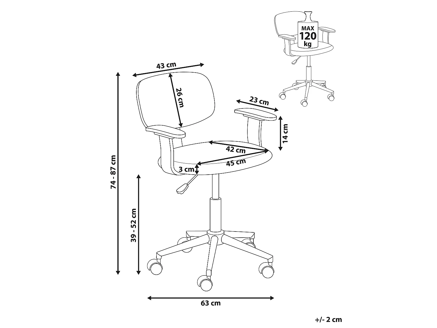 Chaise de bureau GUNNISON Lin synthétique Gris clair