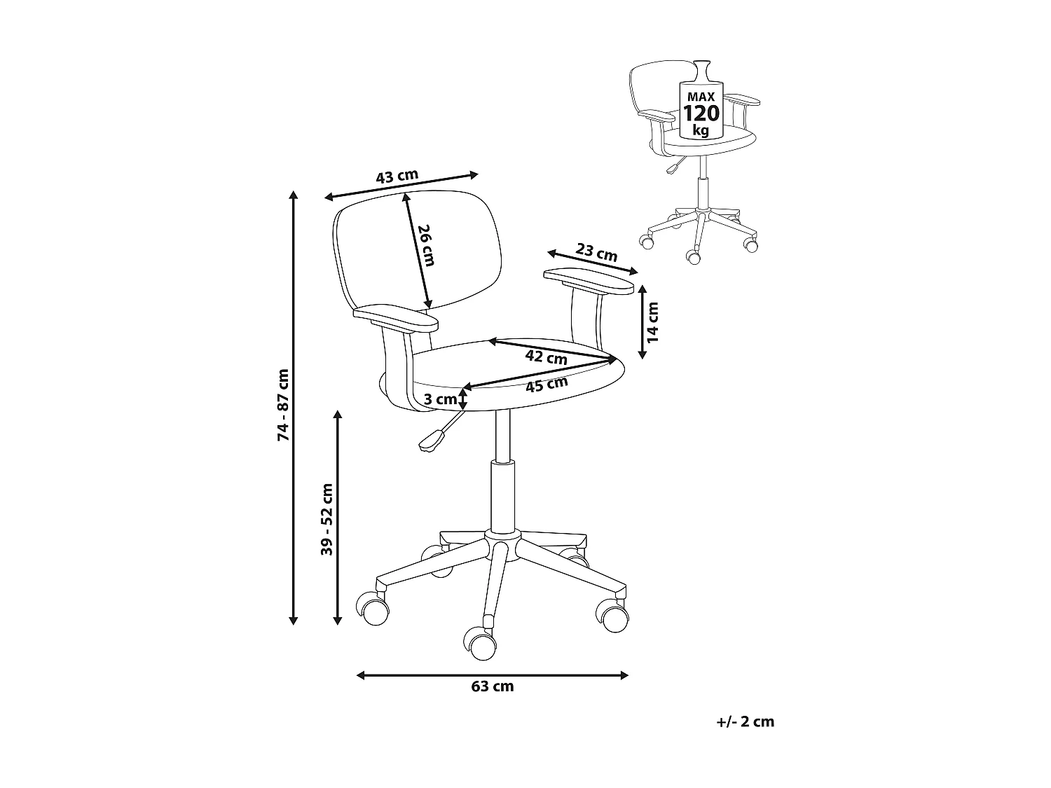 Chaise de bureau GUNNISON Tissu Vert
