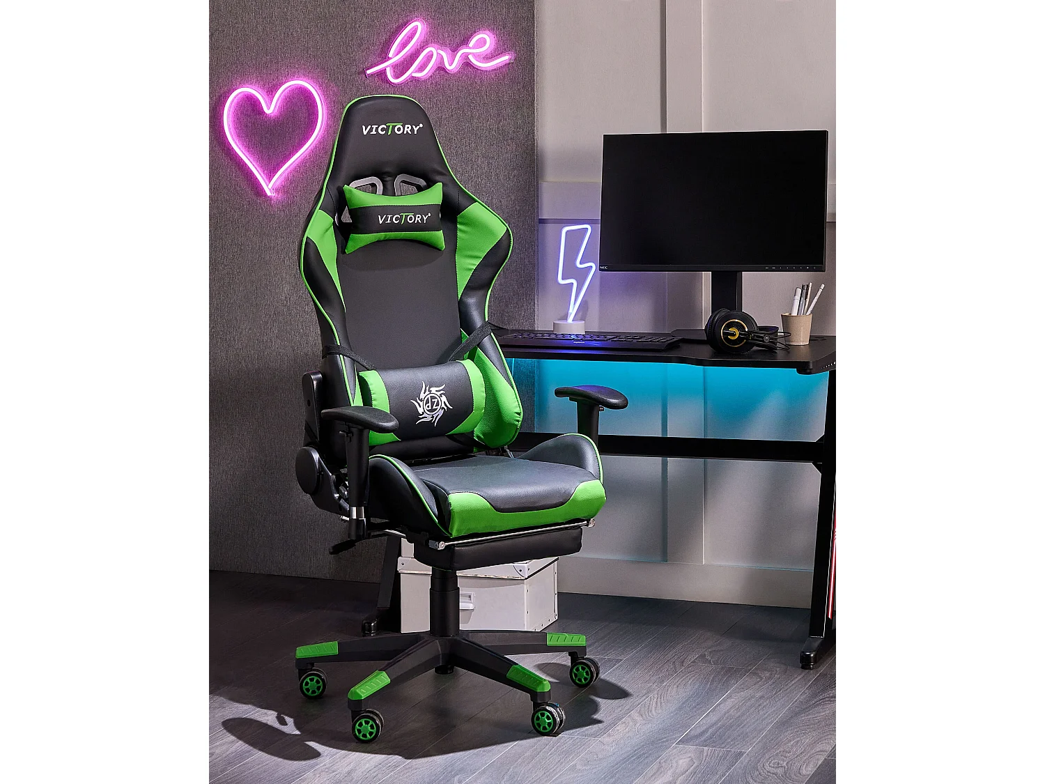 Siège de gaming VICTORY Cuir PU Vert