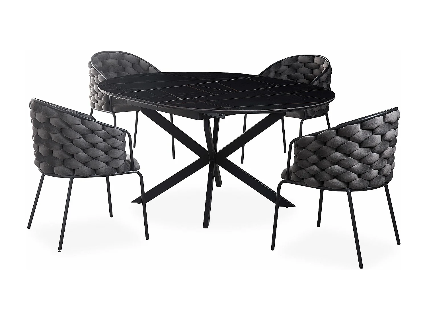 Table extensible Tyrese 160cm pieds en étoile et plateau Céramique Noir