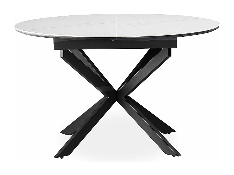 Table extensible Tyrese 160cm pieds en étoile et plateau effet marbre Blanc