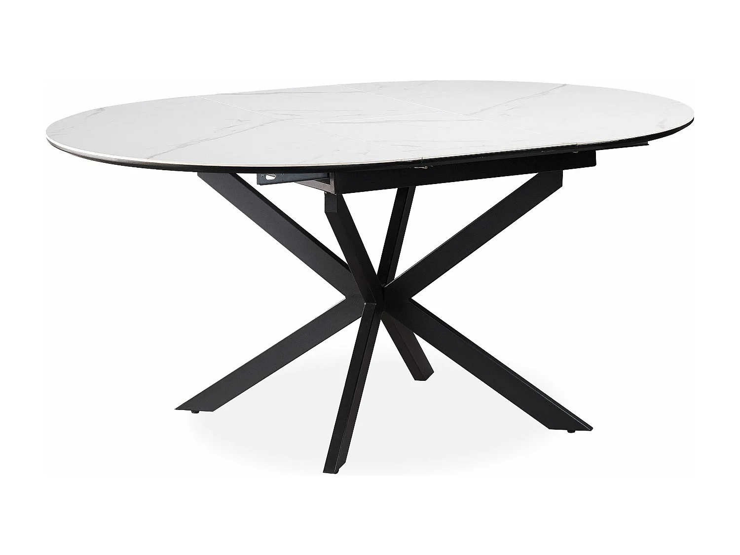 Table extensible Tyrese 160cm pieds en étoile et plateau effet marbre Blanc