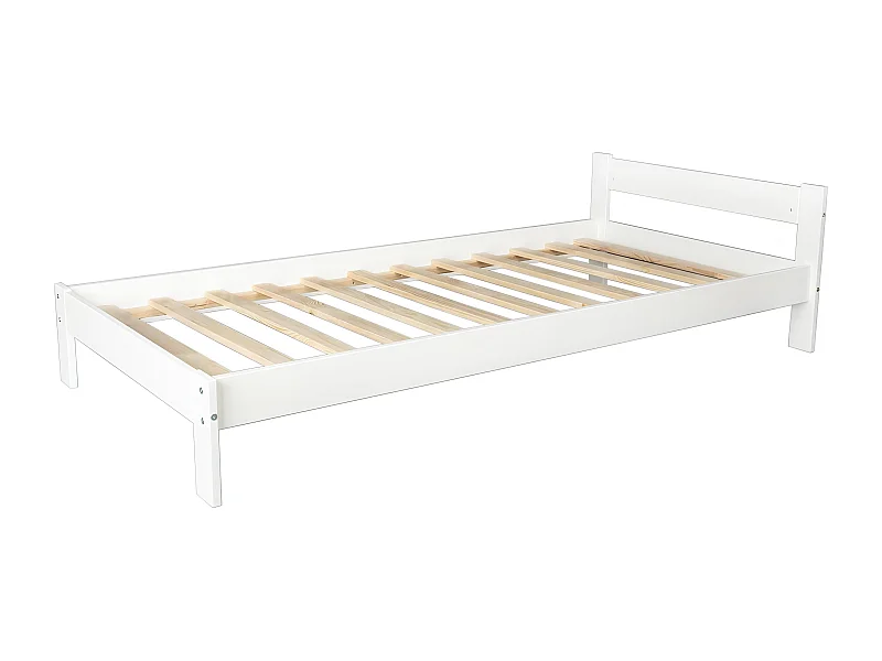 Lit d'Enfant en Bois natrurel 190x90cm : Alliance du Style Classique et Scandinave - Blanc
