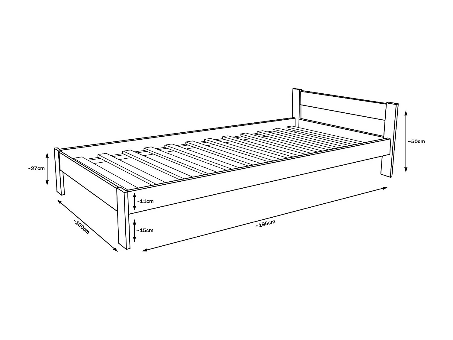 Lit d'Enfant en Bois natrurel 190x90cm : Alliance du Style Classique et Scandinave - Blanc