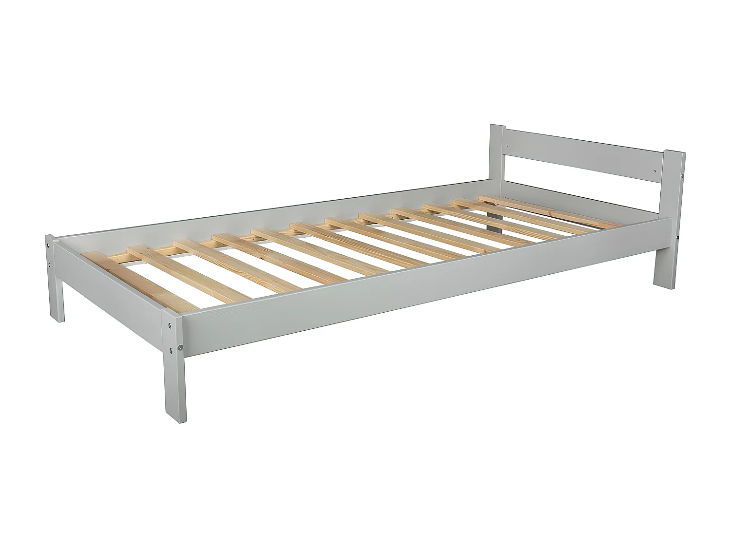 Lit d'Enfant en Bois natrurel 190x90cm : Alliance du Style Classique et Scandinave - Gris