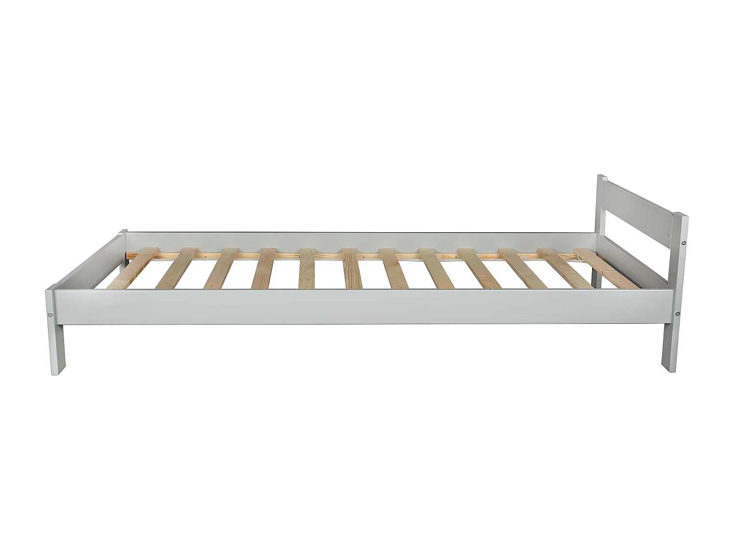 Lit d'Enfant en Bois natrurel 190x90cm : Alliance du Style Classique et Scandinave - Gris