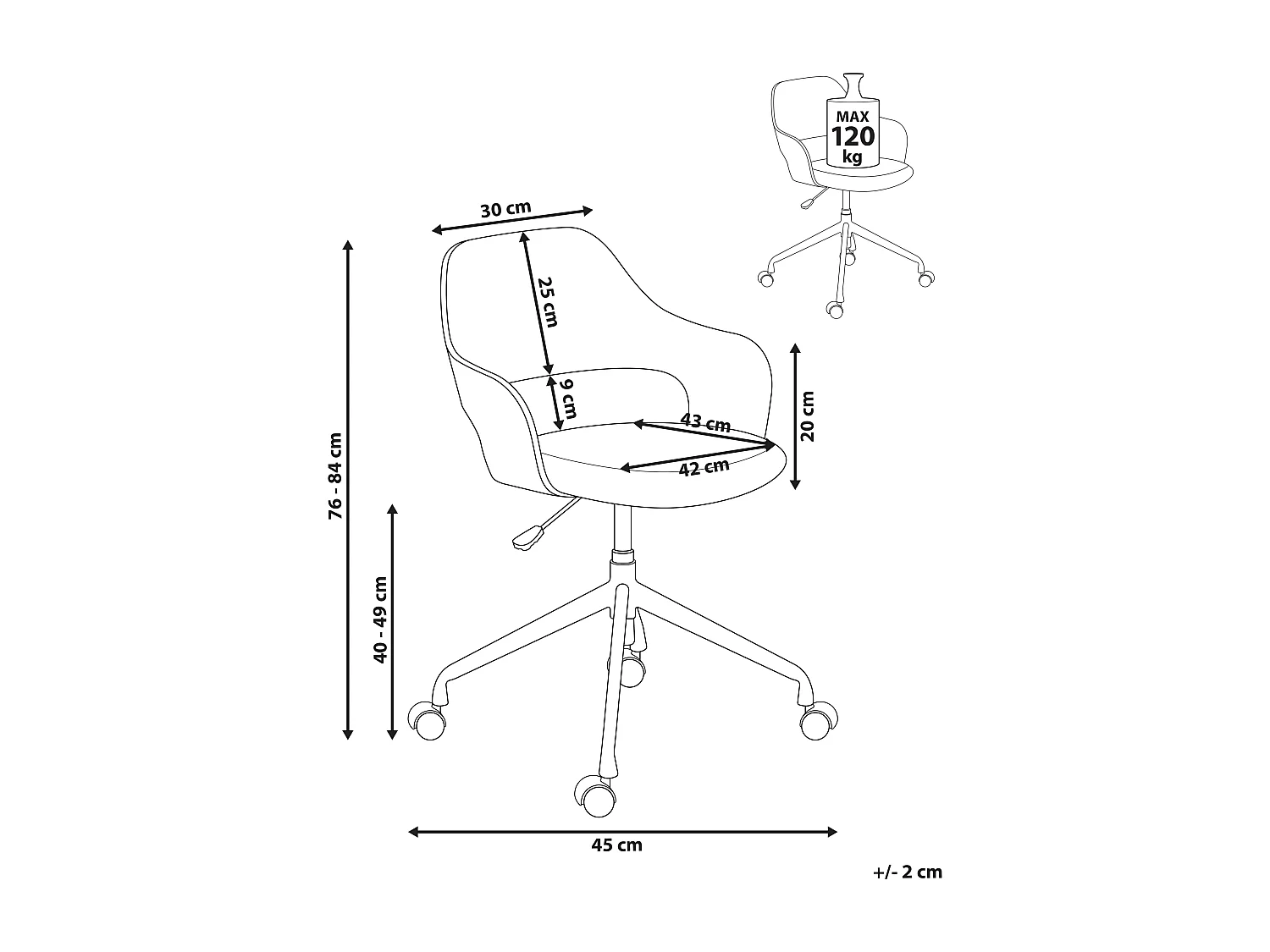 Chaise de bureau NOVATO Lin synthétique Noir