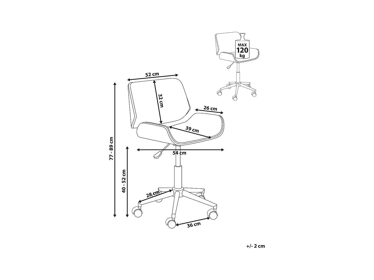 Bureaustoel Draaibaar TOTOWA Kunstleer Wit