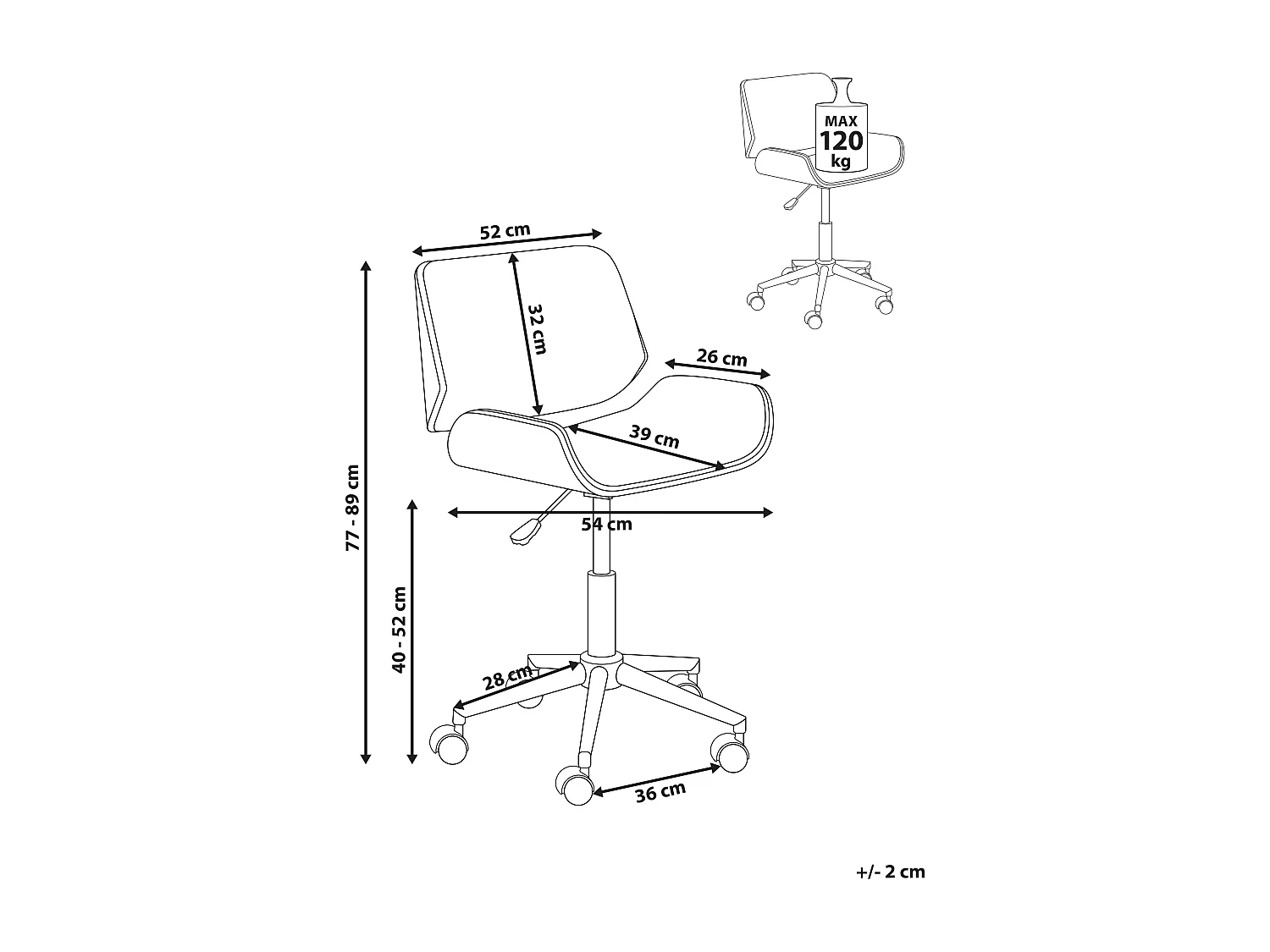 Chaise de bureau TOTOWA Cuir PU Blanc