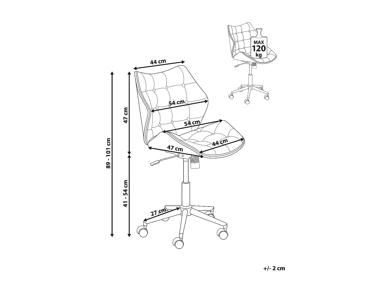 Chaise de bureau LOMPOC Lin synthétique Gris