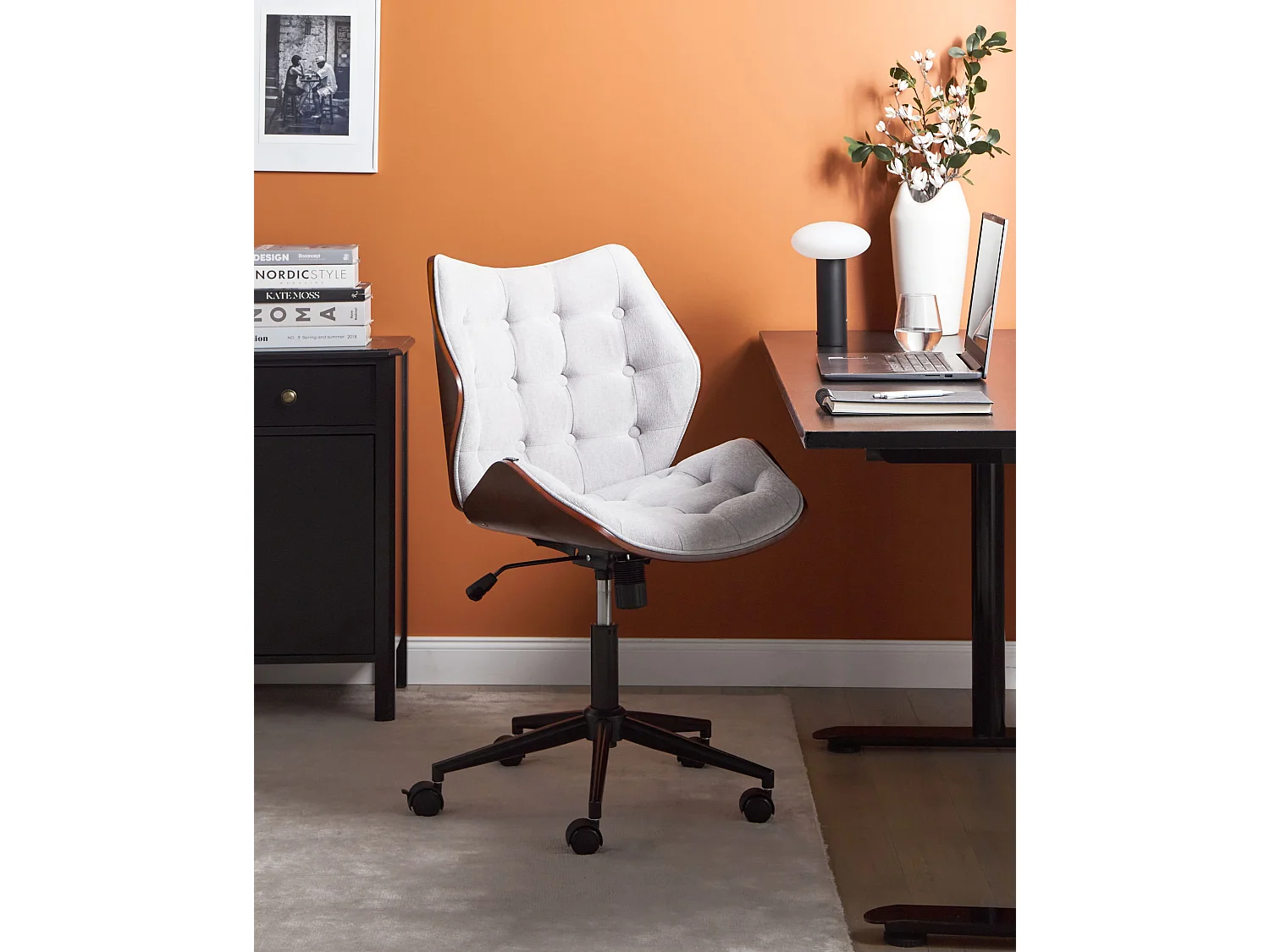 Chaise de bureau LOMPOC Lin synthétique Gris