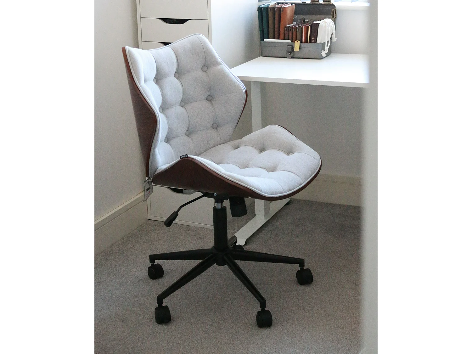 Chaise de bureau LOMPOC Lin synthétique Gris