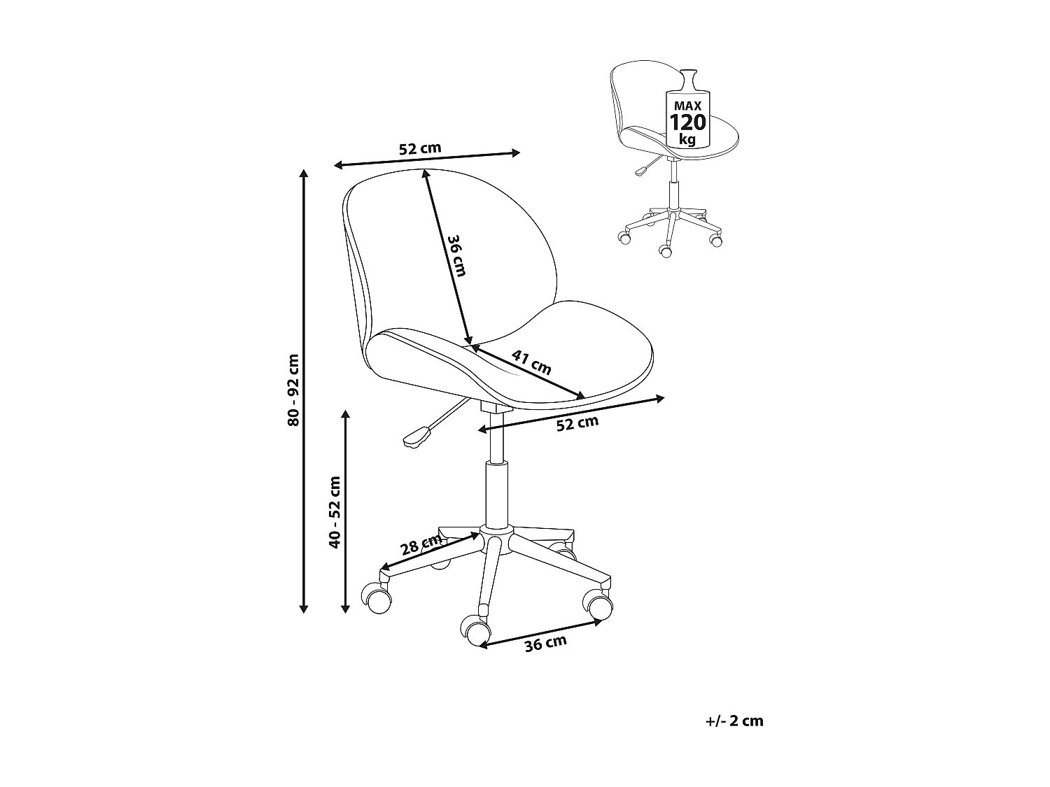 Chaise de bureau MENESHA Bouclé Blanc