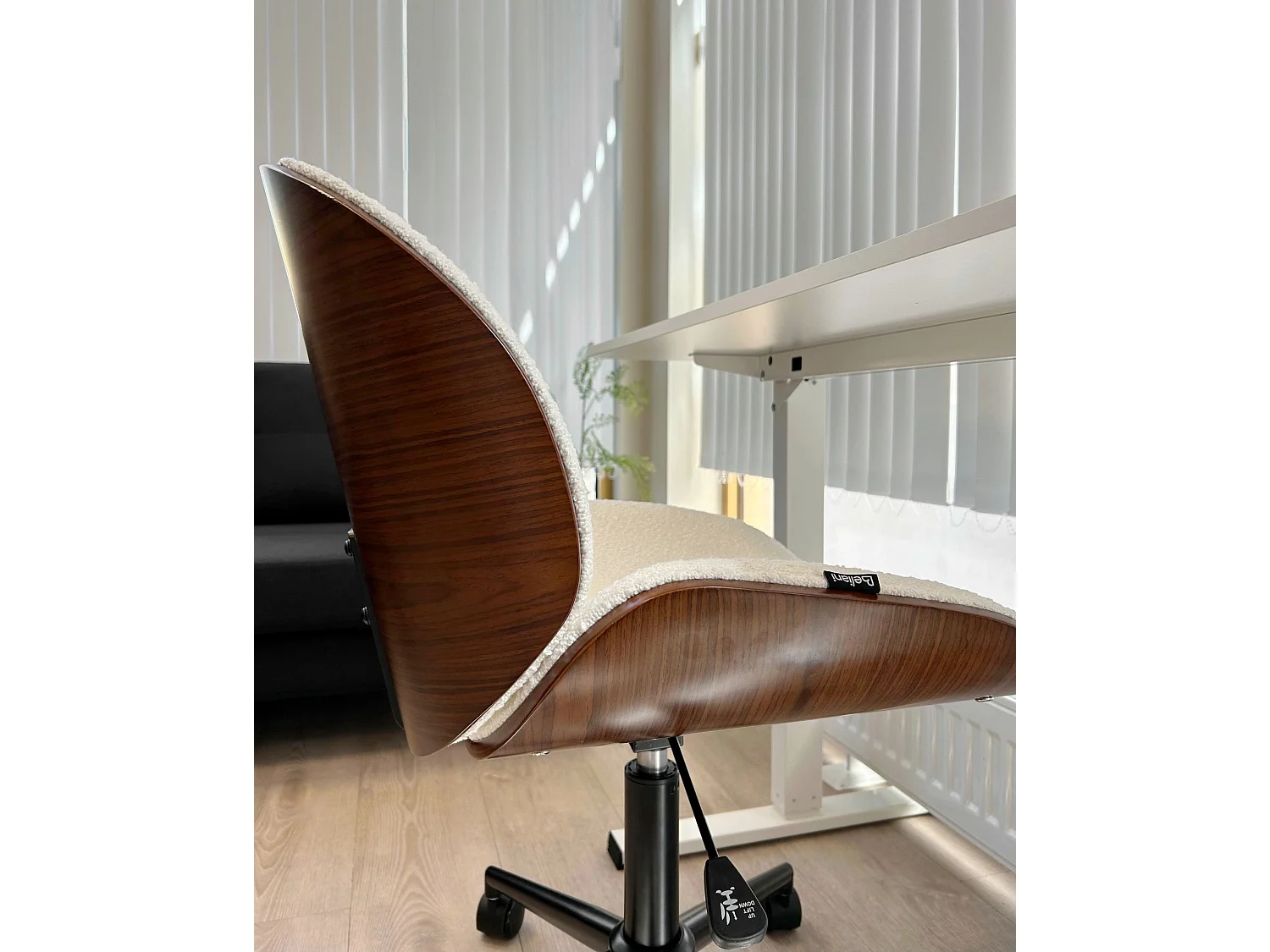 Chaise de bureau MENESHA Bouclé Blanc