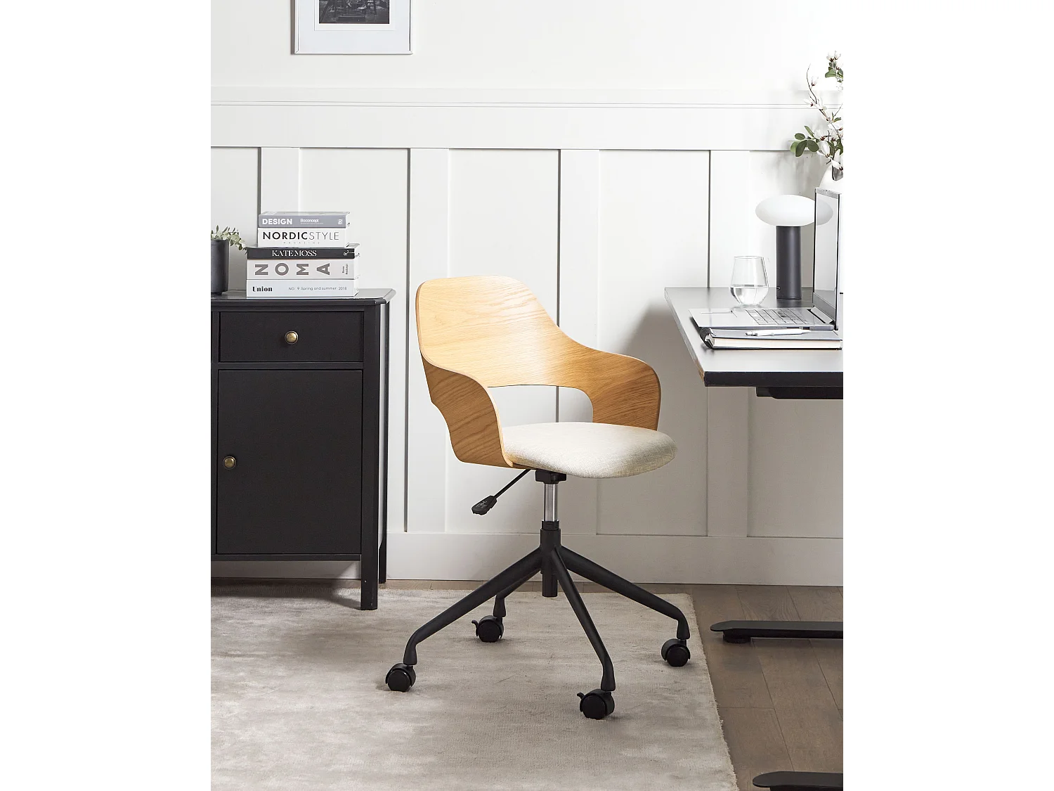 Bureaustoel Draaibaar NOVATO Kunstlinnen Lichtbeige