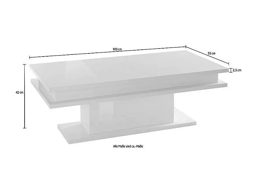Table basse blanc laqué lumineuse moderne CELESTIA LEDS