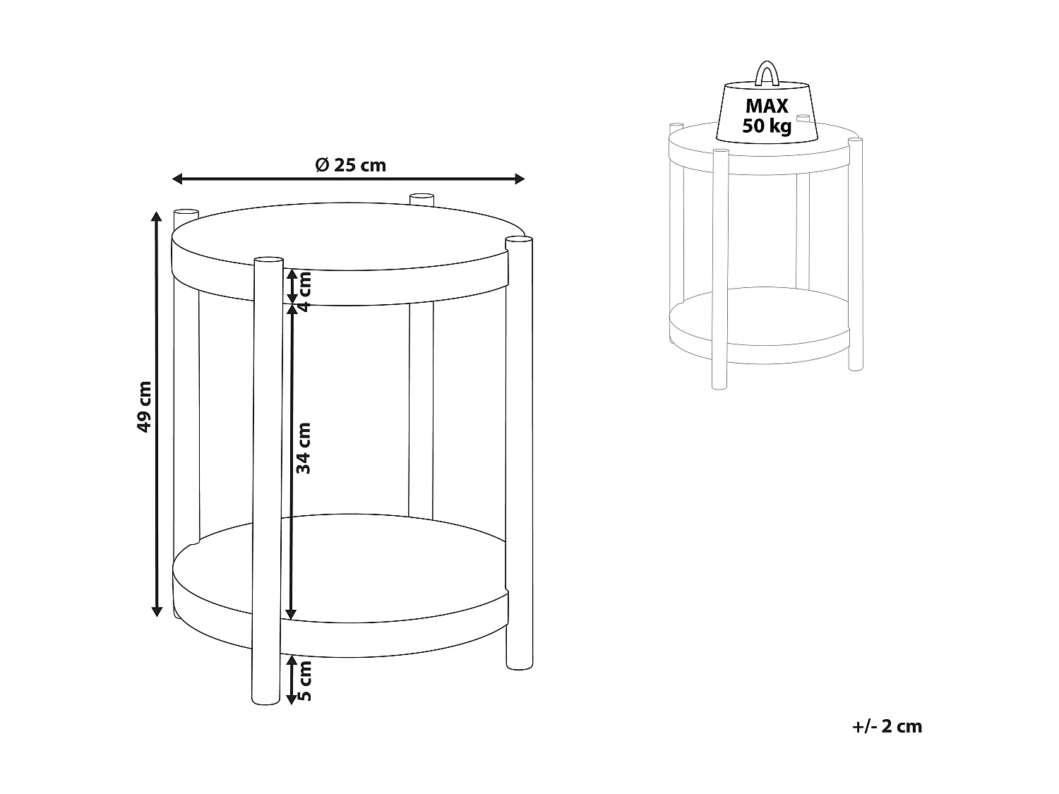 Beistelltisch CONNELL Hellbraun