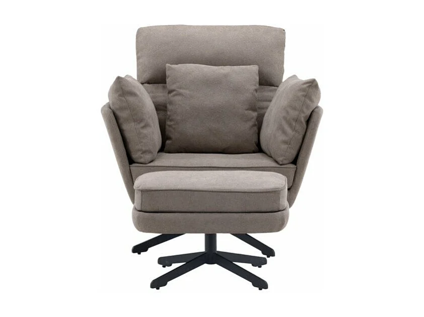 Fauteuil & Pouf Design Bouclé "Madrid" 96cm Gris