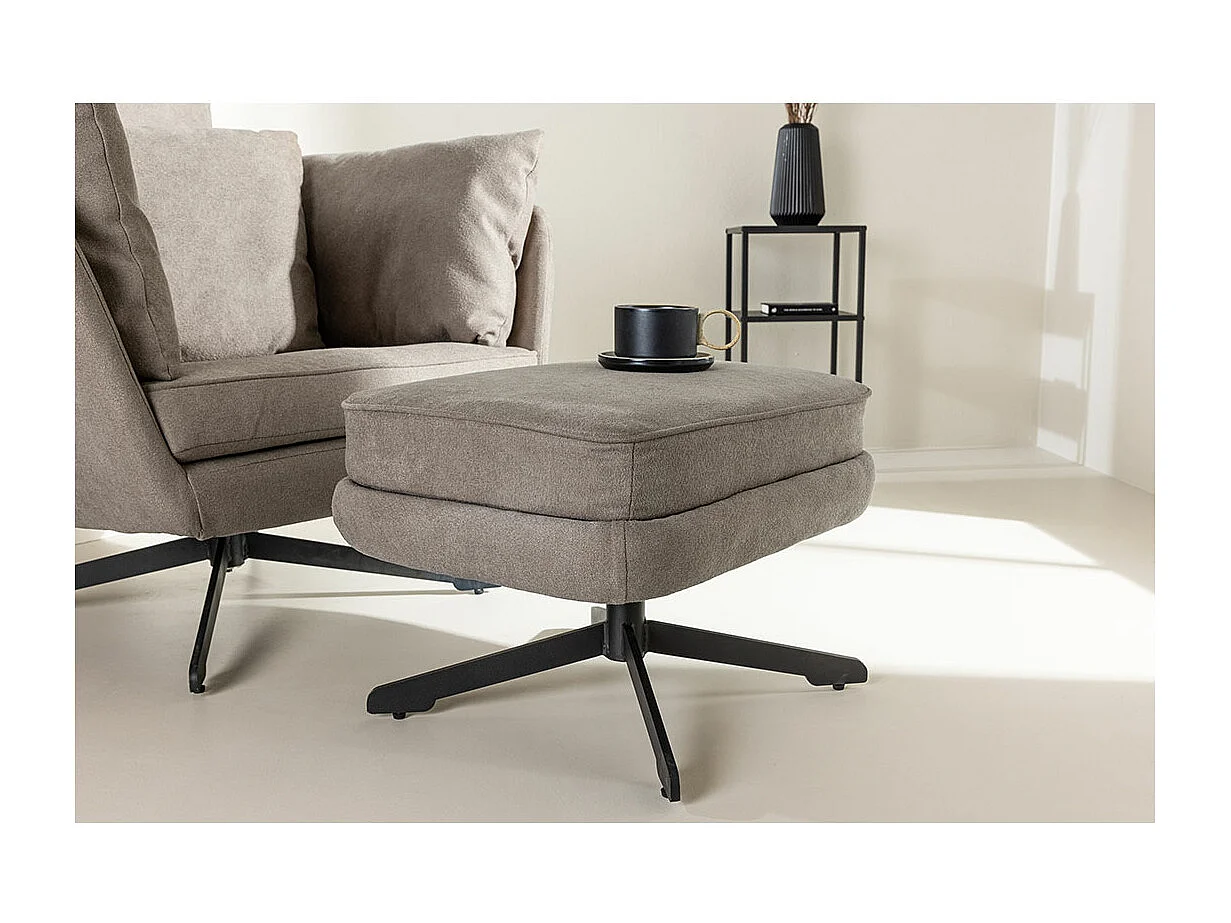 Fauteuil & Pouf Design Bouclé "Madrid" 96cm Gris