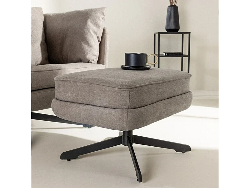 Fauteuil & Pouf Design Bouclé "Madrid" 96cm Gris