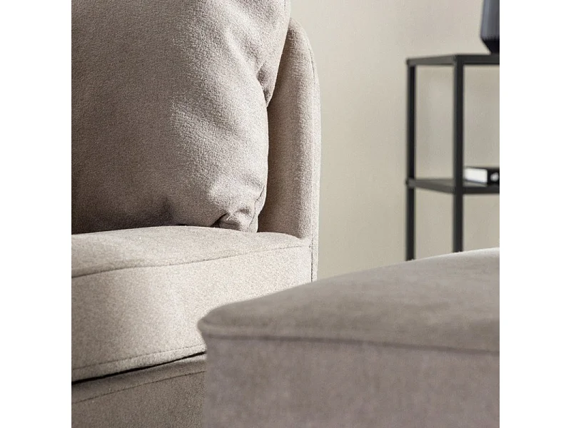 Fauteuil & Pouf Design Bouclé "Madrid" 96cm Gris