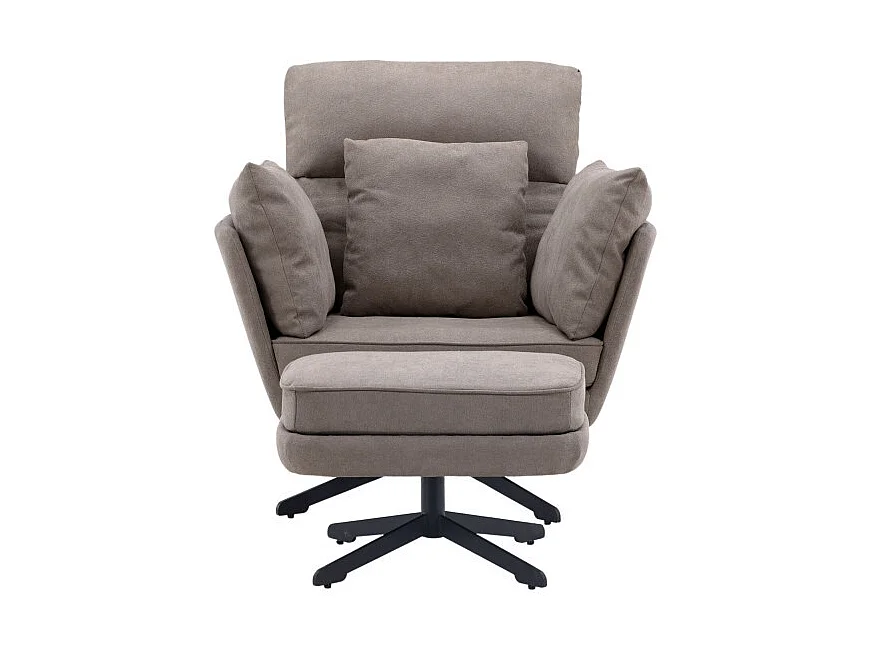 Fauteuil & Pouf Design Bouclé "Madrid" 96cm Gris