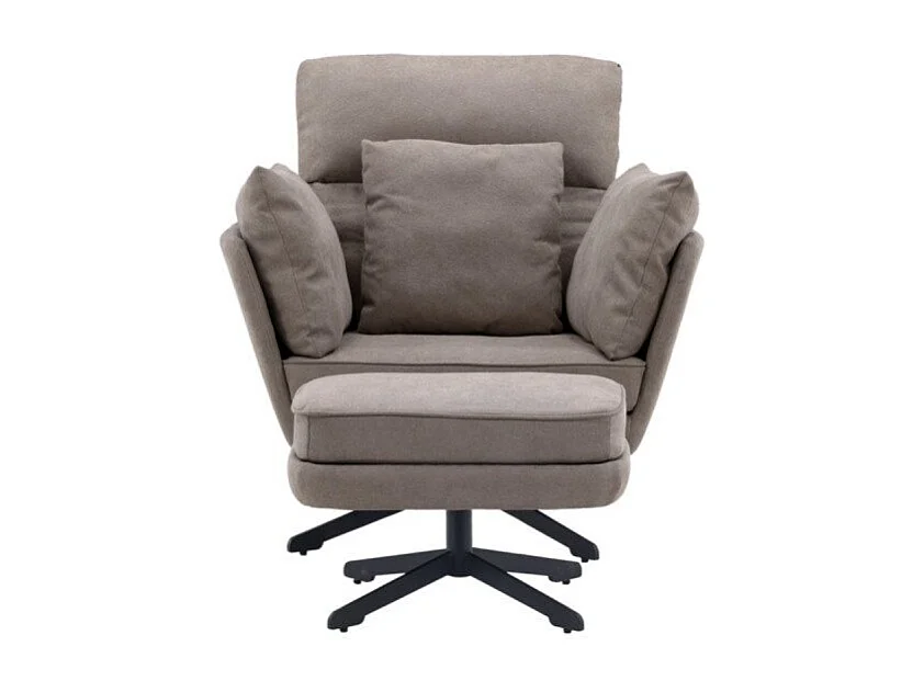 Fauteuil & Pouf Design Bouclé "Madrid" 96cm Gris