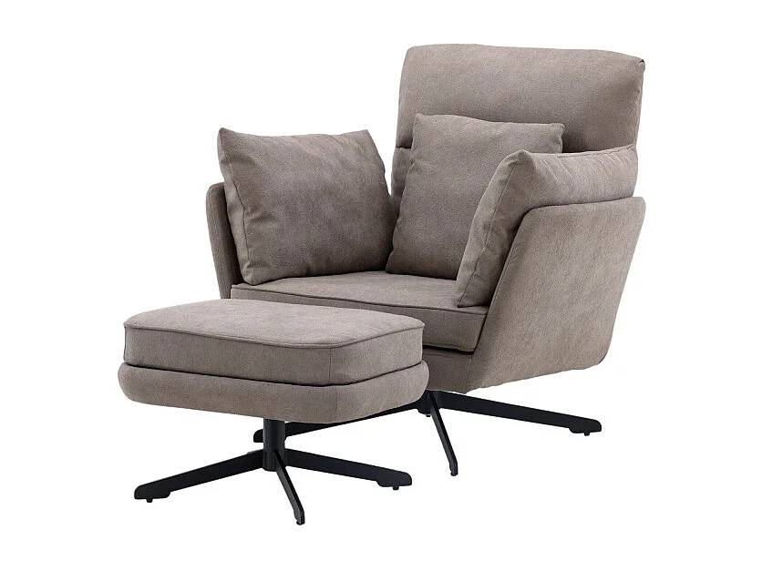 Fauteuil & Pouf Design Bouclé "Madrid" 96cm Gris