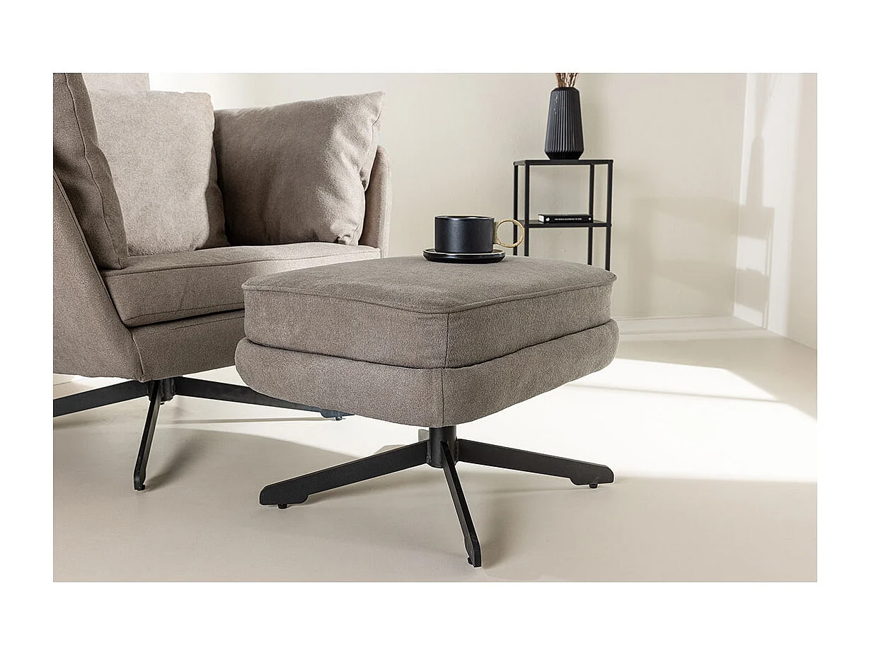Fauteuil & Pouf Design Bouclé "Madrid" 96cm Gris