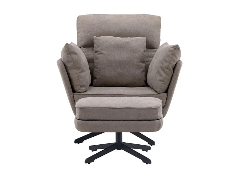 Fauteuil & Pouf Design Bouclé "Madrid" 96cm Gris