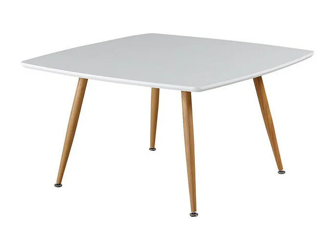 Table Basse Design "Plaza" 80cm Blanc & Naturel