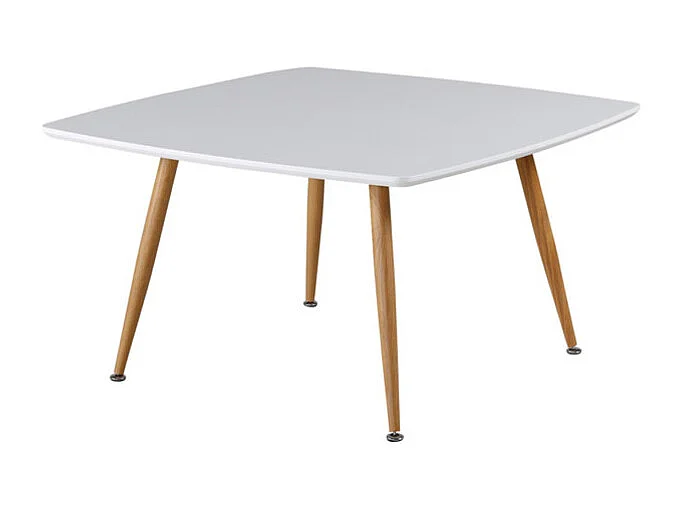 Table Basse Design "Plaza" 80cm Blanc & Naturel