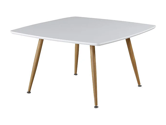 Table Basse Design "Plaza" 80cm Blanc & Naturel