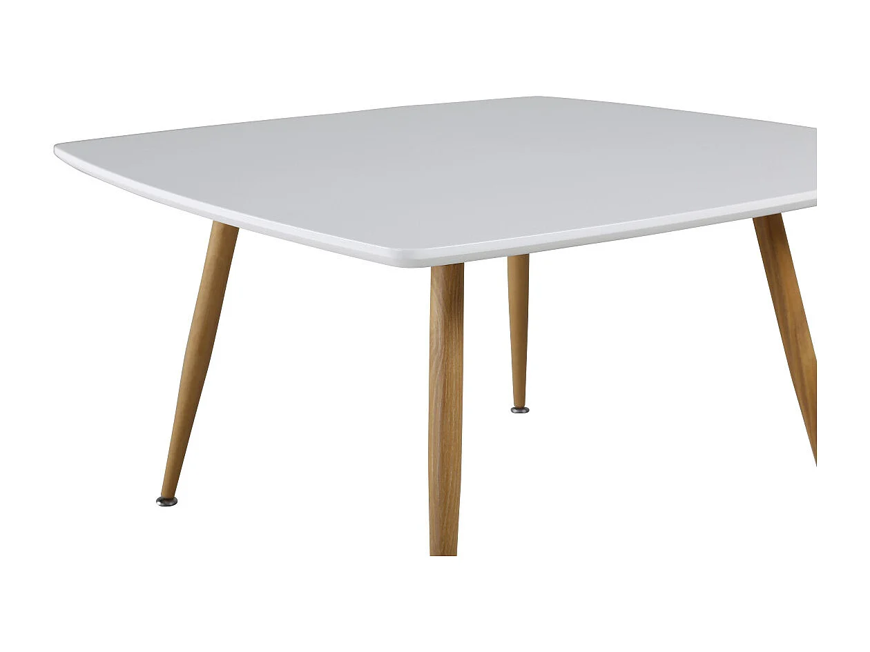 Table Basse Design "Plaza" 80cm Blanc & Naturel