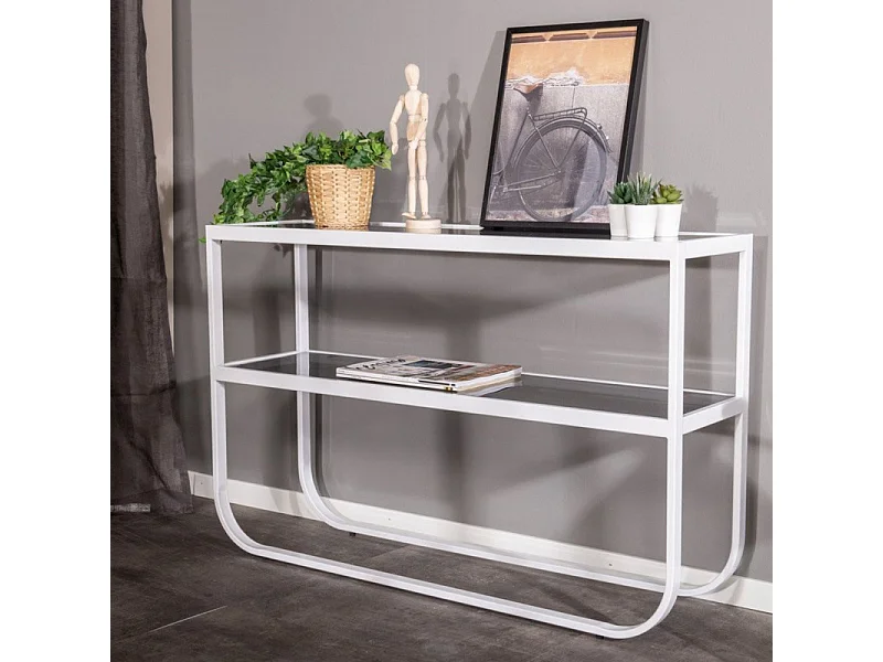 Console Design en Verre "Rocker" 110cm Blanc