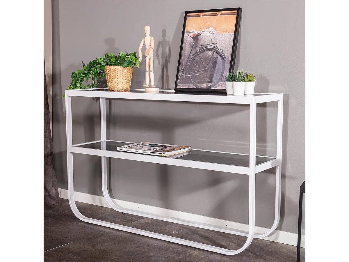 Console Design en Verre "Rocker" 110cm Blanc